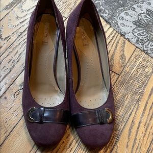 Geox Respirator Women's Plum Suede Heels with Buckle
